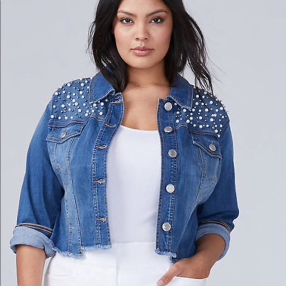 NWOT embellished cropped Jean jacket